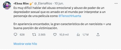 La activista María Elena Ríos denunció a Tenoch Huerta