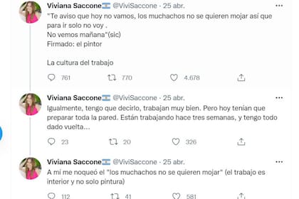 La actriz aclaró que los trabajadores en su casa trabajan muy bien, pero que no pudo resistir la frase: "los muchachos no se quieren mojar"