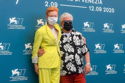 Tilda Swinton y Pedro Almodóvar presentaron el cortometraje en el 77 ° Festival de Cine de Venecia en 2020