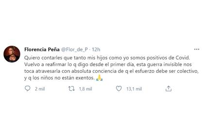 La actriz confirmó que dio positivo en Covid-19