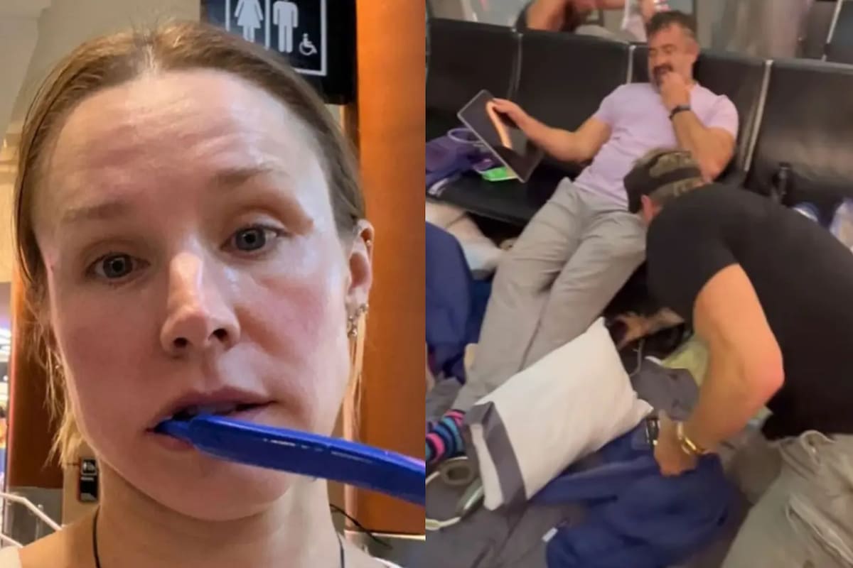 La actriz Kristen Bell y su esposo, el actor Dax Shepard, pasaron una odisea en el aeropuerto de Boston