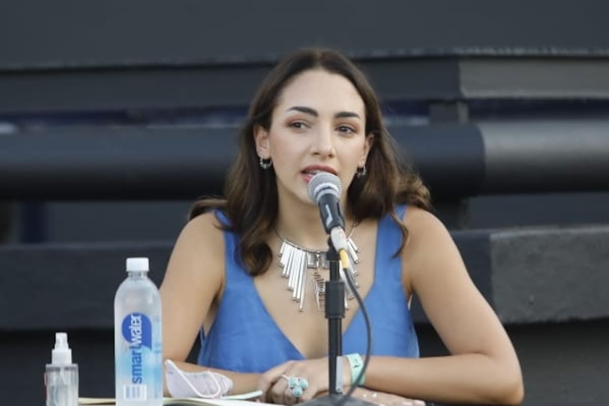 La actriz Thelma Fardin en la conferencia de prensa de Actrices Argentinas en el Centro Cultural Recoleta