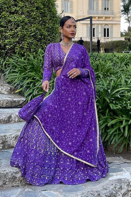 La actriz y cantante Christina Milian, con un diseño de Indian Fashions Paris.