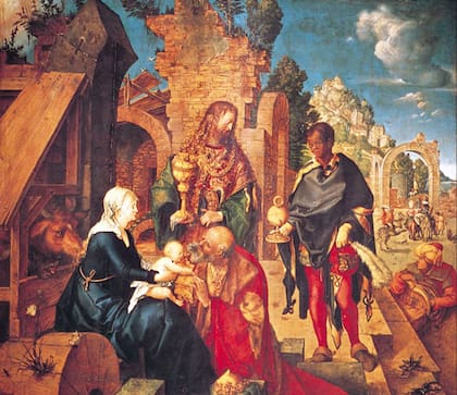 La adoración de los magos en la interpretación del pintor y grabador medieval alemán Alberto Durero