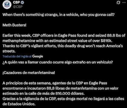 La agencia dio a conocer la incautación en redes sociales