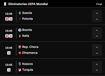 La agenda de partidos del repechaje de Europa de este martes 31 de marzo