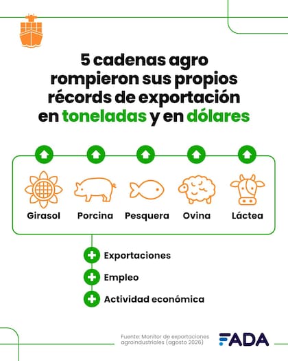 La agroindustria generó el 57% de los dólares que ingresaron por las exportaciones argentinas durante el primer semestre de 2026