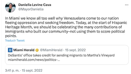 La alcaldesa de Miami se pronunció en contra del traslado de inmigrantes