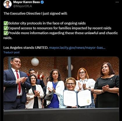 La alcaldesa Karen Bass firmó una orden para apoyar a las comunidades de inmigrantes