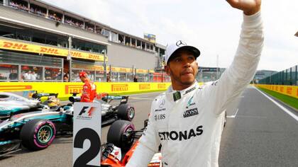La alegría de Hamilton tras su pole en Spa