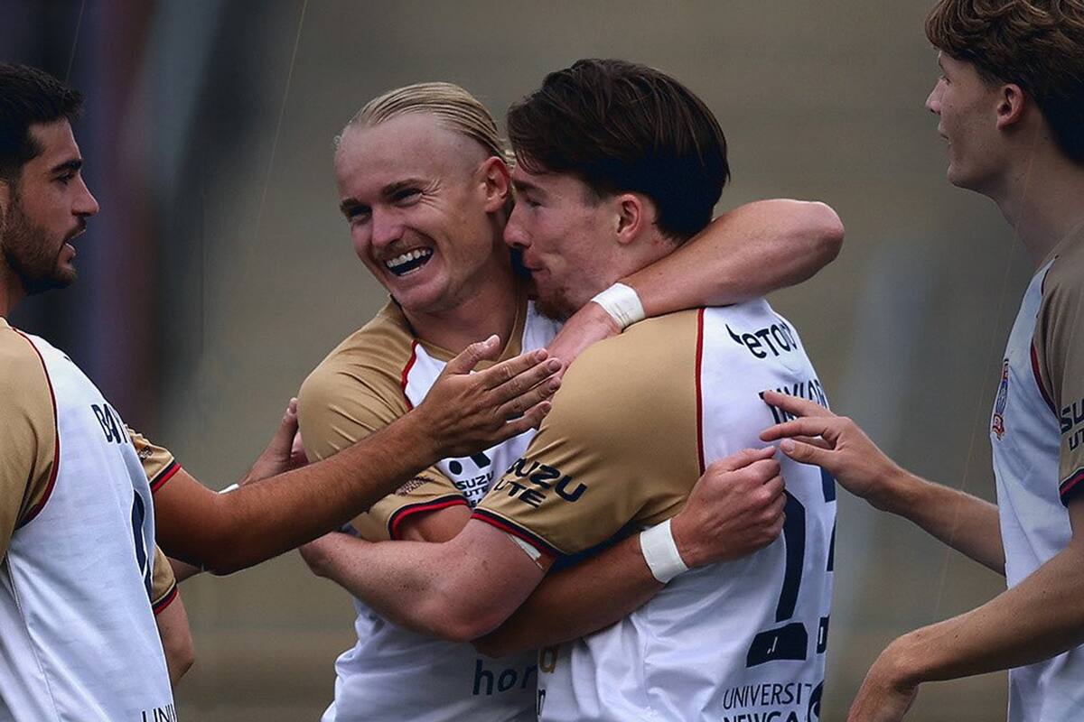 La alegría de Lachlan Rose luego de marcar el primer gol de 2026 (https://x.com/NewcastleJetsFC)