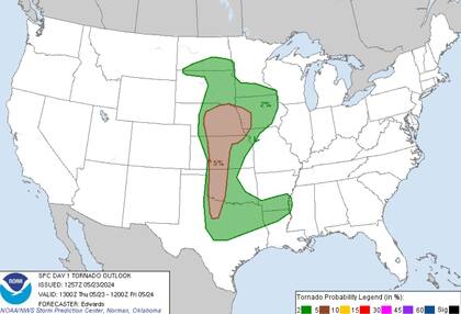 La alerta por probabilidad de tornados se extiende por el centro del país, principalmente en Iowa, Nebraska, Kansas, Oklahoma y Texas
