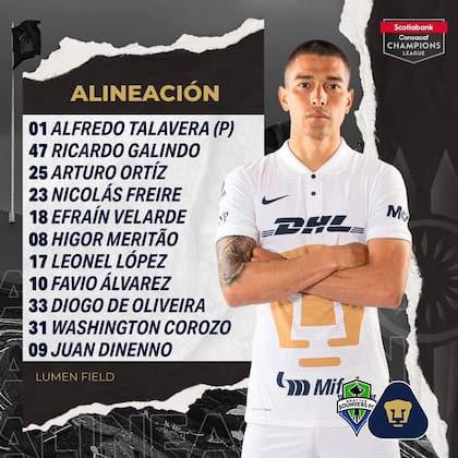 La alineación de Pumas para enfrentar a Seattle en la final de la Concachampions.