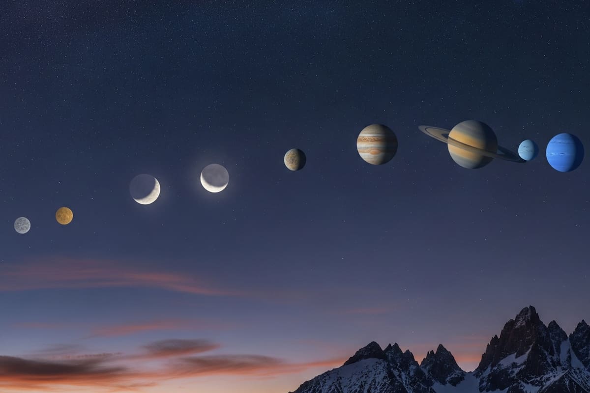La alineación de seis planetas será visible en agosto de 2025 (Foto: IA)