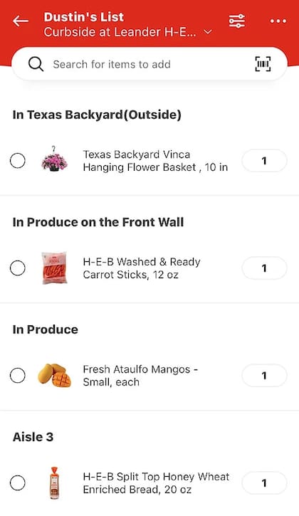 La aplicación de esta cadena de tiendas organiza la lista según donde se encuentra ubicado cada producto en una sucursal determinada