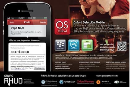 La aplicación móvil permite ver las ofertas de empleo y armar una tarjeta personal de presentación