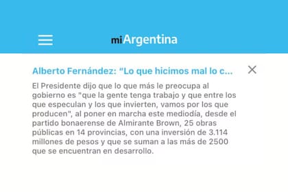 La aplicación para celulares Mi Argentina, con el discurso de campaña de Alberto Fernández