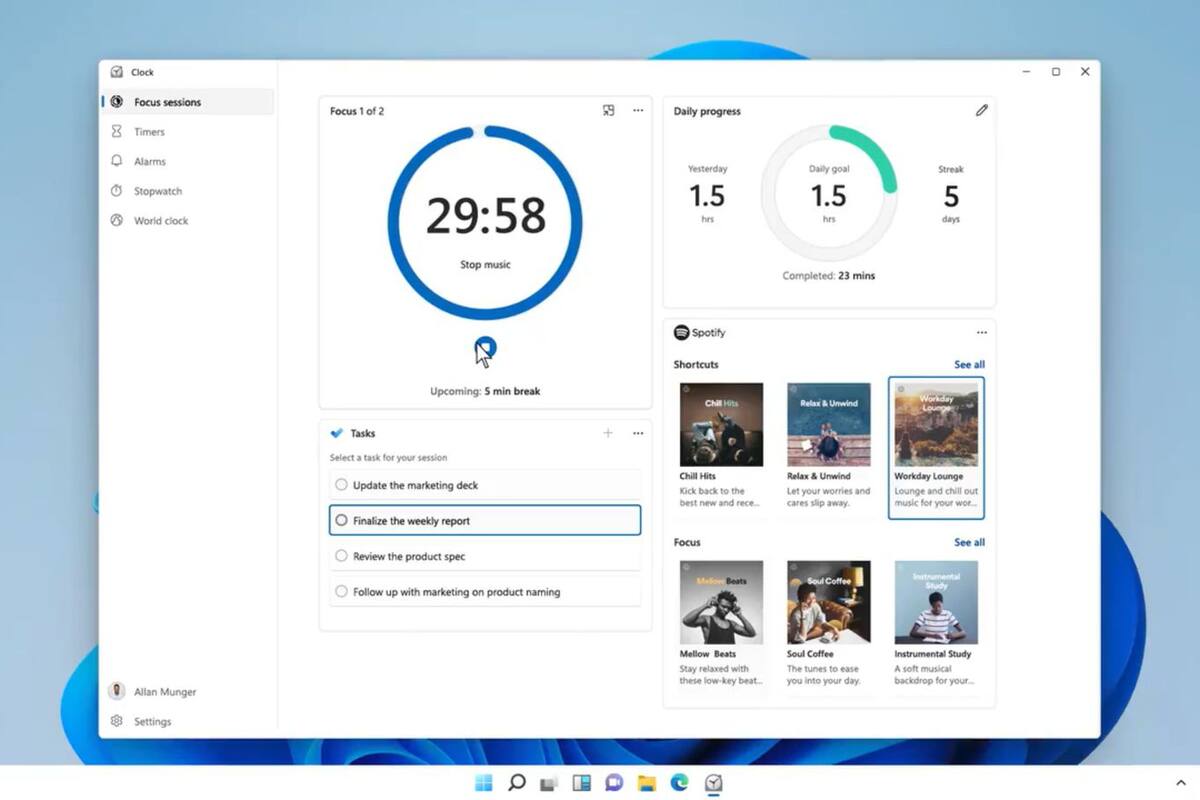 La aplicación para concentrarse y realizar tareas siguiendo la técnica Pomodoro que llegará con Windows 11