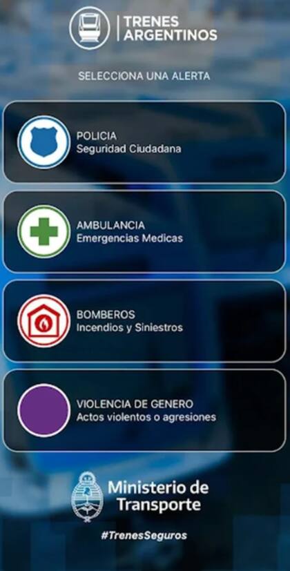 La app cuenta con un botón principal para los casos de violencia de género.