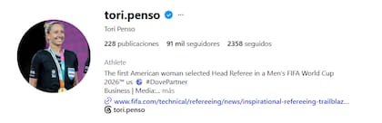 La árbitra también se destaca en las redes sociales
