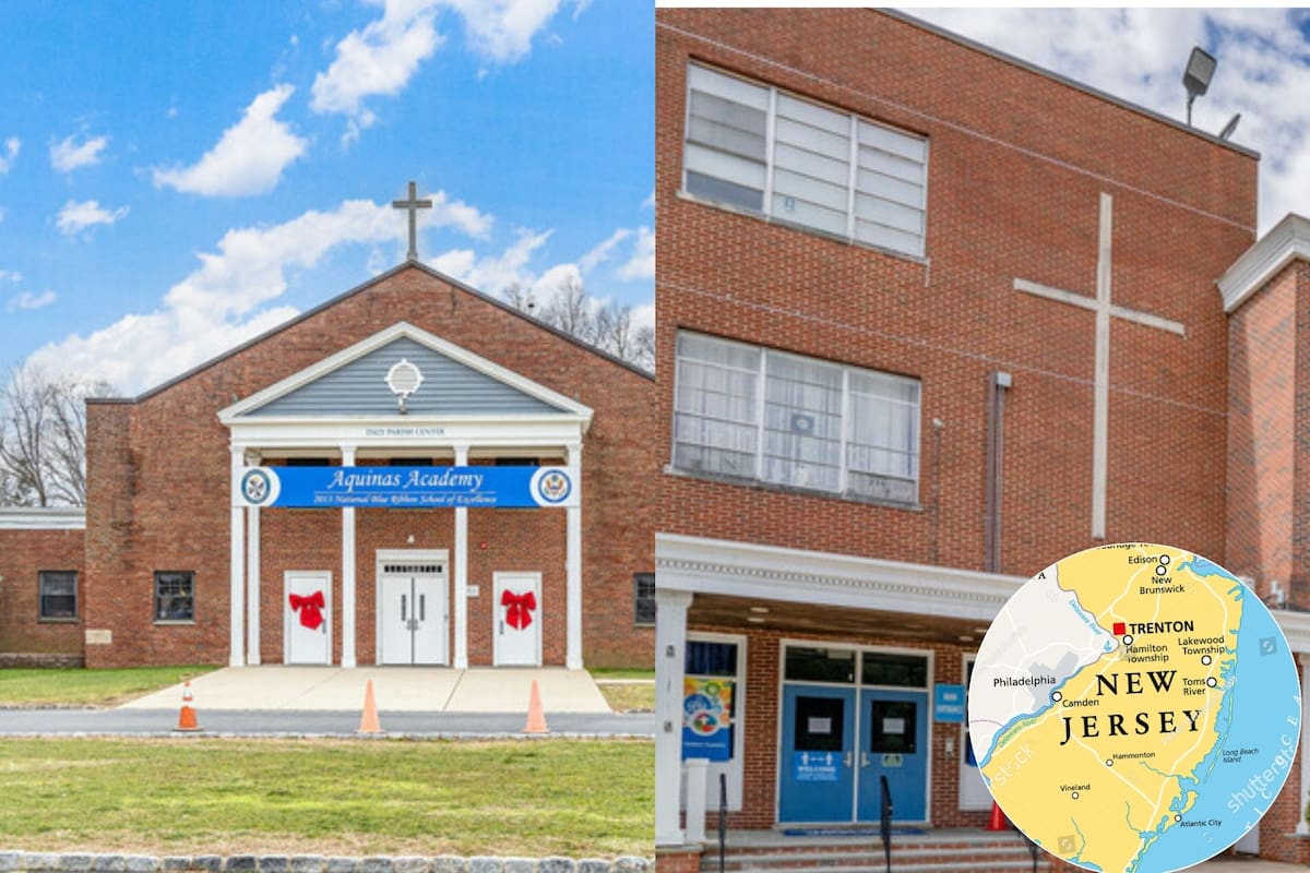 La Arquidiócesis de Newark informó que la Academia Aquinas, ubicada en Livingston, y la Academia Visitation, situada en Paramus, cerrarán sus puertas el 30 de junio de 2025 (Homes.com/Canva)
