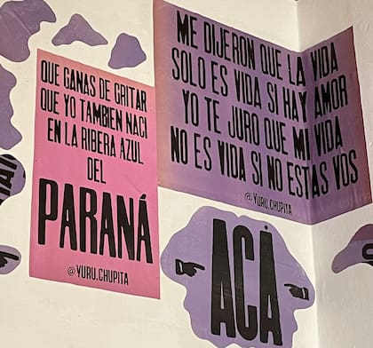La artista correntina María Silvia Canteros, conocida como “Emme”, realiza intervenciones urbanas
