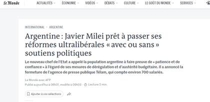 La Asamblea Legislativa de Milei en Le Monde