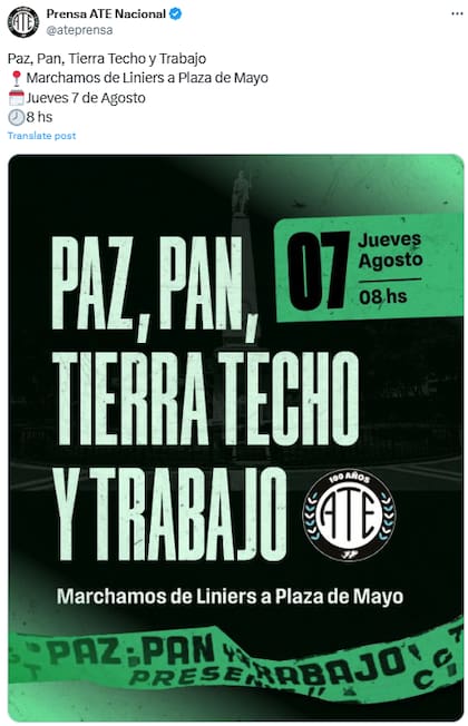 La Asociación de Profesionales y Técnicos (APyT) criticó la firma de la paritaria (X: @ateprensa)