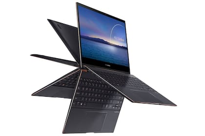 La Asus Zenbook Flip S tiene un pantalla de 13,3 pulgadas y resolución 4K, validada por Pantone y con lápiz para escribir en pantalla, chip Core i7 de 11va gen, hasta 16 GB de RAM, 15 horas de autonomía, 1,2 kg de peso y 13,9 mm de grosor