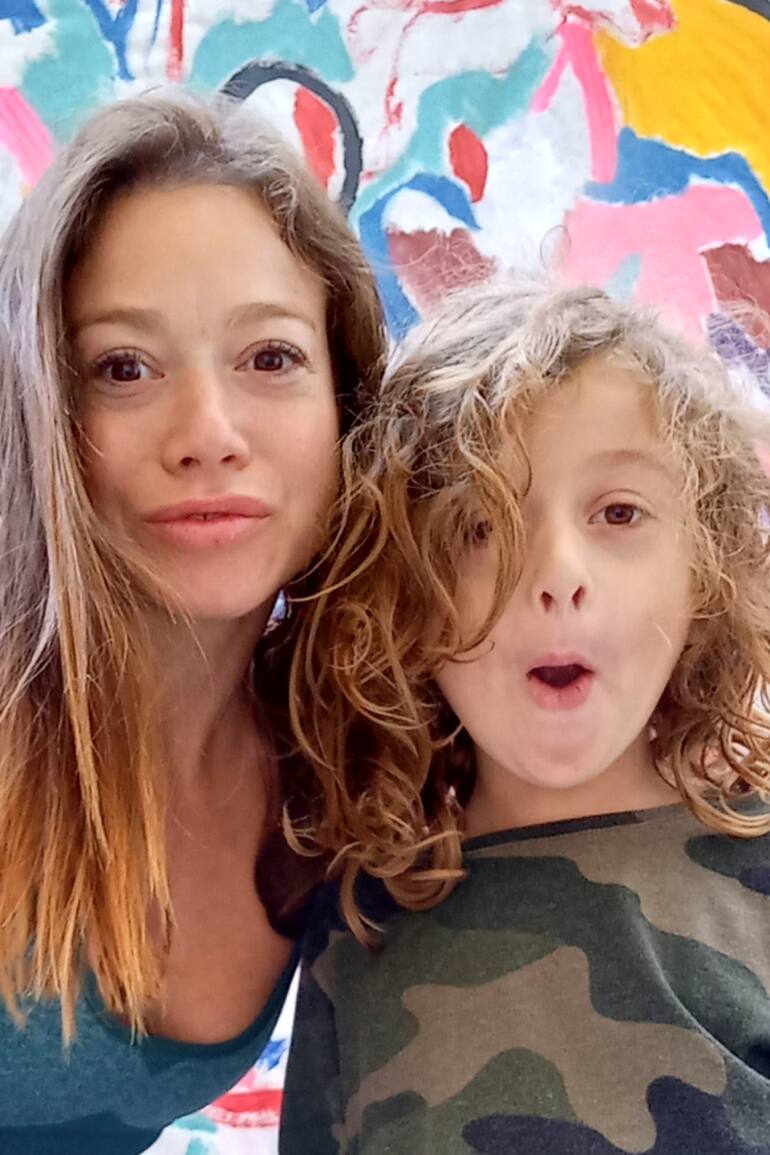 La atleta Leticia Rivero y su hijo Joaquín