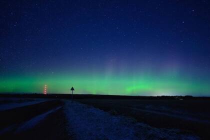 La aurora boreal vista desde Munlochy, una pequeña localidad de Black Isle, en las Tierras Altas de Escocia