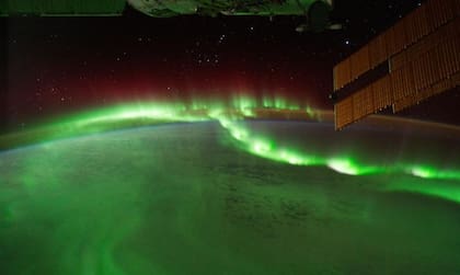 La Aurora boreal vista desde la Estación Espacial Internacional.