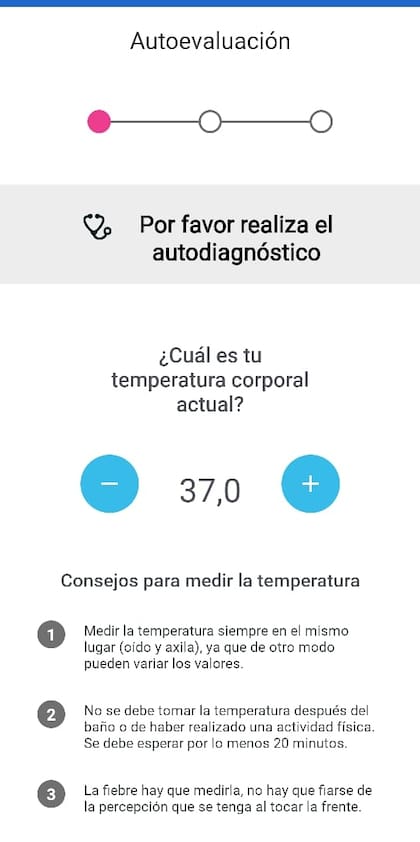 La autoevaluación de síntomas de coronavirus es el paso más importante de la app Cuidar