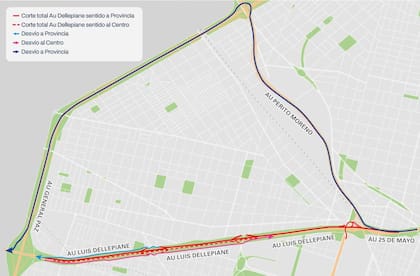 La autopista Dellepiane tendrá cortes y desvíos entre el sábado y el domingo por trabajos de montaje de pasarelas peatonales y obras de infraestructura