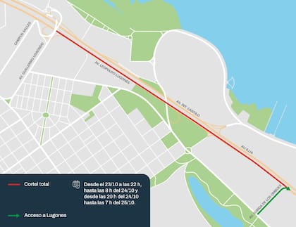 La autopista Lugones permanecerá cerrada en forma total en horarios determinados entre Udaondo y Ombúes por la construcción del paso bajo nivel de La Pampa