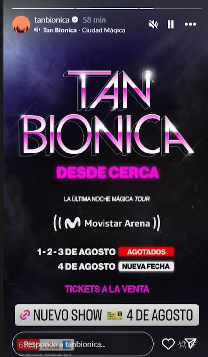 La banda anunció la nueva fecha para el 4 de agosto (foto: @tanbionica)