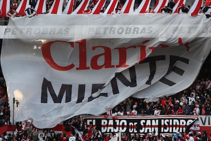 La bandera apareció en el Monumental / Foto. M. Alfieri