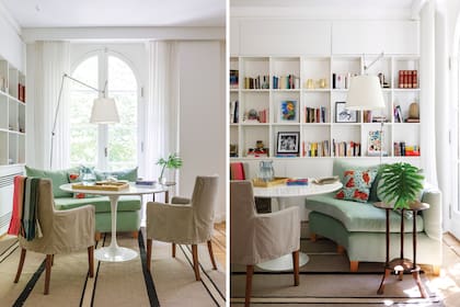 La biblioteca también fue parte de la reforma de Siniavsky y Arkenberg, que convirtieron en comedor lo que era un living. Una mesa Tulip, un sillón curvo de Martina Correa y dos sillas diseñadas por Mihanovich arman el fantaseado rincón de juegos (o de trabajo en casa).