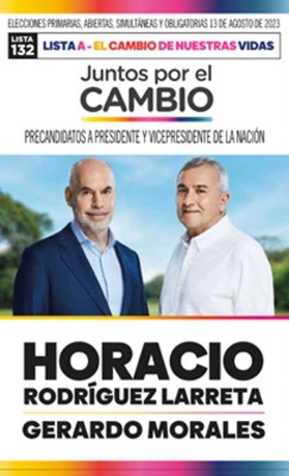 La boleta de Juntos por el Cambio de Horacio Rodríguez Larreta y Gerardo Morales