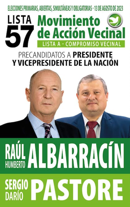 La boleta encabezada por Raúl Albarracín, del Movimiento de Acción Vecinal