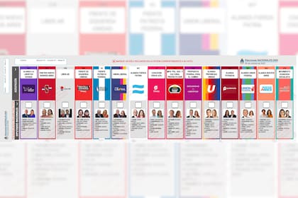 La Boleta Única de Papel (BUP) completa de las elecciones legislativas nacionales para la provincia de Buenos Aires