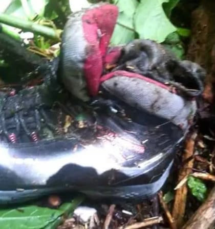 La bota que fue hallada con restos de una pierna adentro