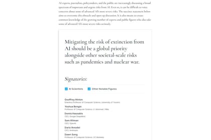 La breve carta publicada y firmada por expertos en inteligencia artificial