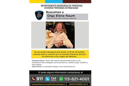 La búsqueda que se había difundido de Olga Naum
