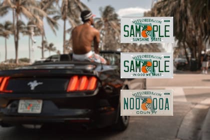 La calcomanía del registro del vehículo de Florida se ubica en el borde superior derecho de la matrícula