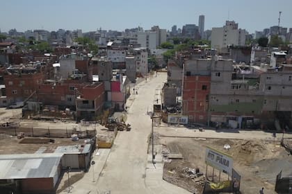 La calle Palpa, la nueva traza del barrio Playón Chacarita, tendida donde antes había viviendas que fueron demolidas
