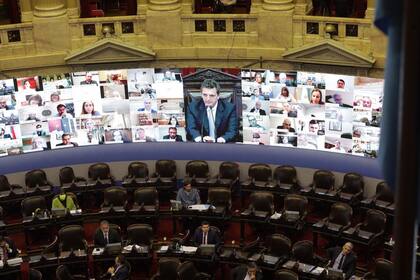 La Cámara de Diputados durante la sesión virtual