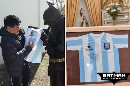 La camiseta fue autografiada por Diego Maradona