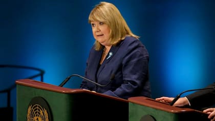 La canciller argentina, Susana Malcorra, durante un debate en la carrera para reemplazar a Ban Ki-Moon en la ONU