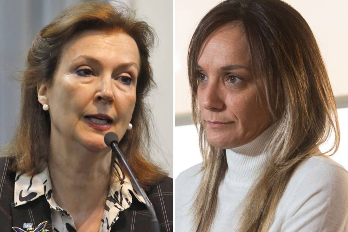 La canciller Diana Mondino junto a la presidenta de AySA, Malena Galmarini